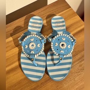 Jack Rogers Georgica Jelly Sandals Nautical Blue White Strip Size 7 EUC